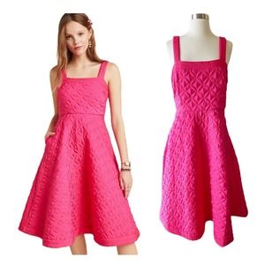 Anthropologie Fuchsia Textured A-Line Midi Dress